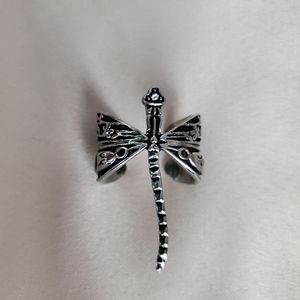 Silvertone Dragonfly Adjustable ring.